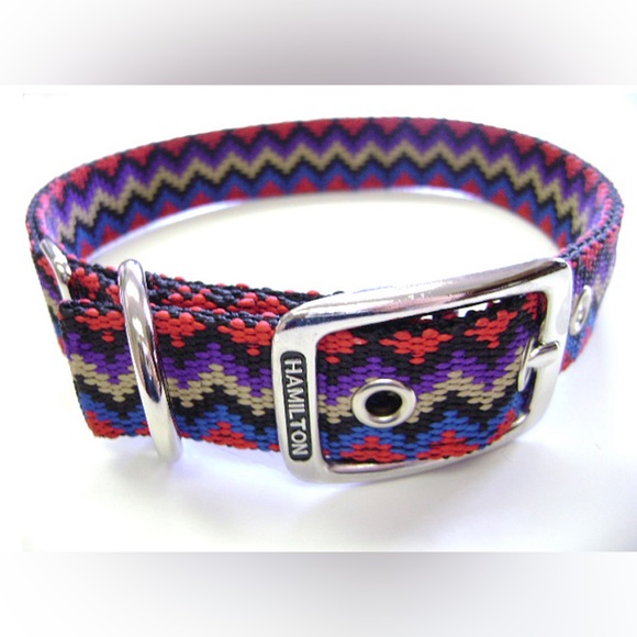 Hamilton 1" Nylon Double Thick Dog Collar Size 22” Chevron Weave Design